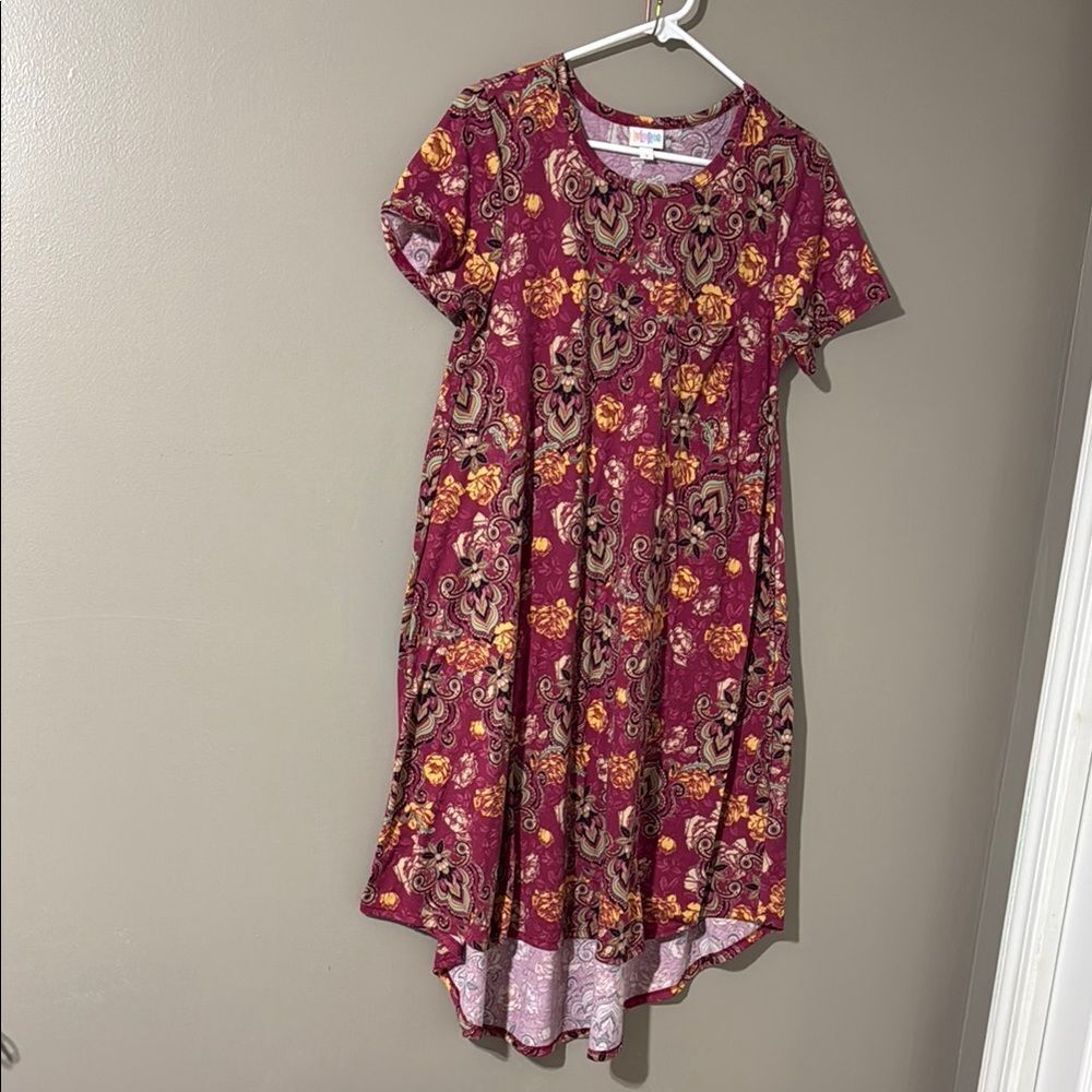 LuLaRoe Asymmetrical Pink and Red Sundress Casual